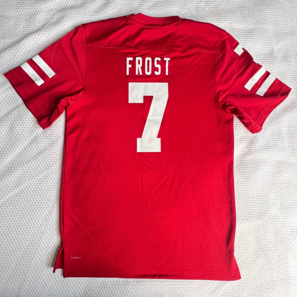 Adidas Nebraska Huskers Football Jersey Red Number 7 Frost Mens Small Go Big Rec